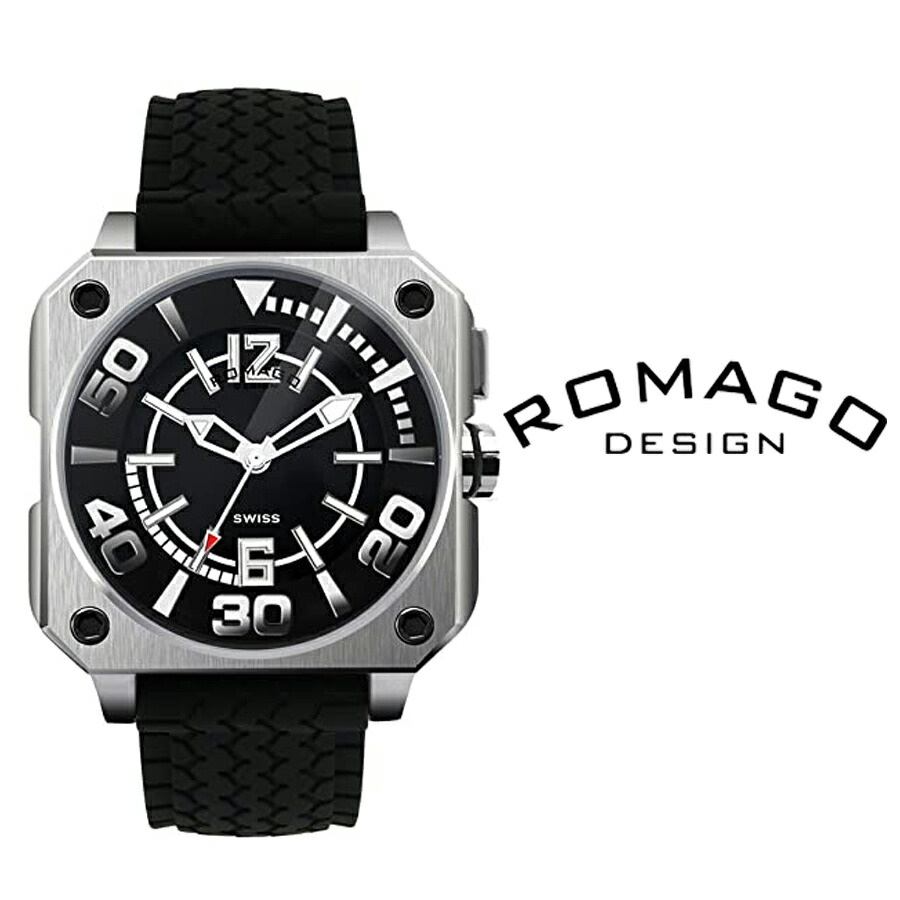 あす楽 送料無料 Romago ロマゴ ロマゴデザイン メンズ 腕時計 Rm018 0073pl Sv クォーツ シリコン ラバー ベルト アナログ ブラック