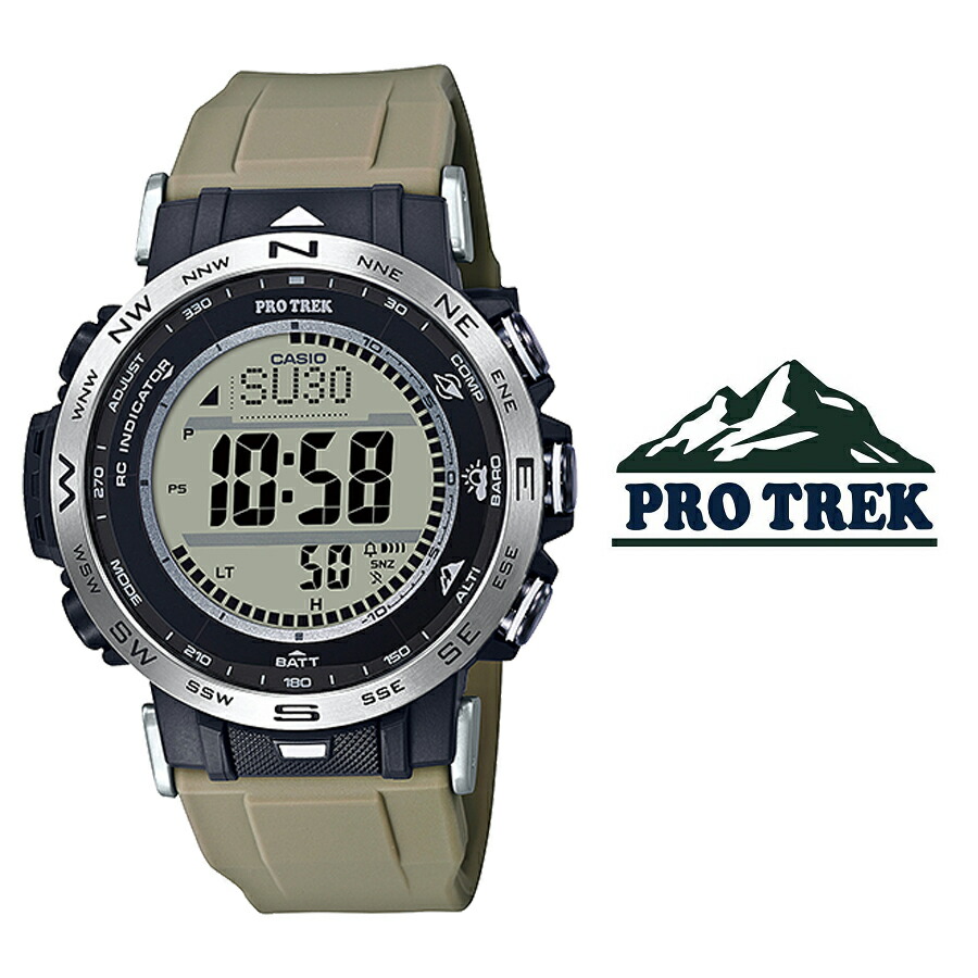 楽天市場 あす楽 送料無料 Casio カシオ メンズ 腕時計 プロトレック Pro Trek アウトドア トリプルセンサー Prw 30y 3 マルチバンド6 電波ソーラー 気圧 高度 計測 カーキ Prw 30 シリーズ ブルジョネ楽天市場店