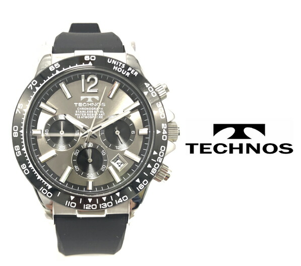 安い購入 テクノス Technos 腕時計 メンズ クロノグラフ スポーツ クオーツ ラバーベルト おすすめ 人気 モデル アナログ ビジネス ブラック シルバー T8ate スーツ フォーマル ガンメタ 爆売り Mirasport Pt