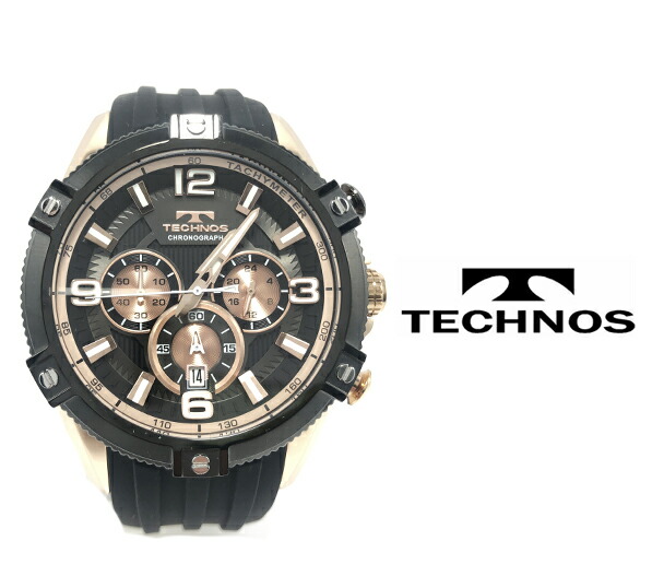 日本製 テクノス Technos 腕時計 メンズ クロノグラフ スポーツ クオーツ ラバーベルト おすすめ 人気 モデル アナログ ビジネス T8a86pb ローズゴールド 驚きの値段 Dinemore Lk