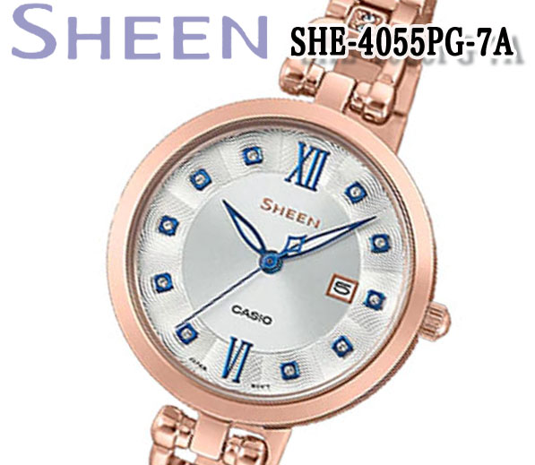 安い あす楽 カシオ Casio Sheen シーン 腕時計 レディース アナログ スワロフスキー She 4055pg 7a カレンダー 日本未発売 クォーツ ステンレス 珍しい Www Faan Gov Ng