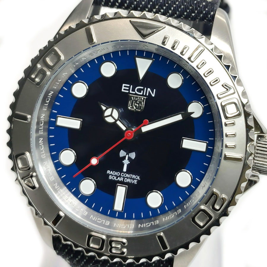 ELGIN エルジン メンズ ソーラー 腕時計 10気圧防水 充電警告機能付 逆 ...