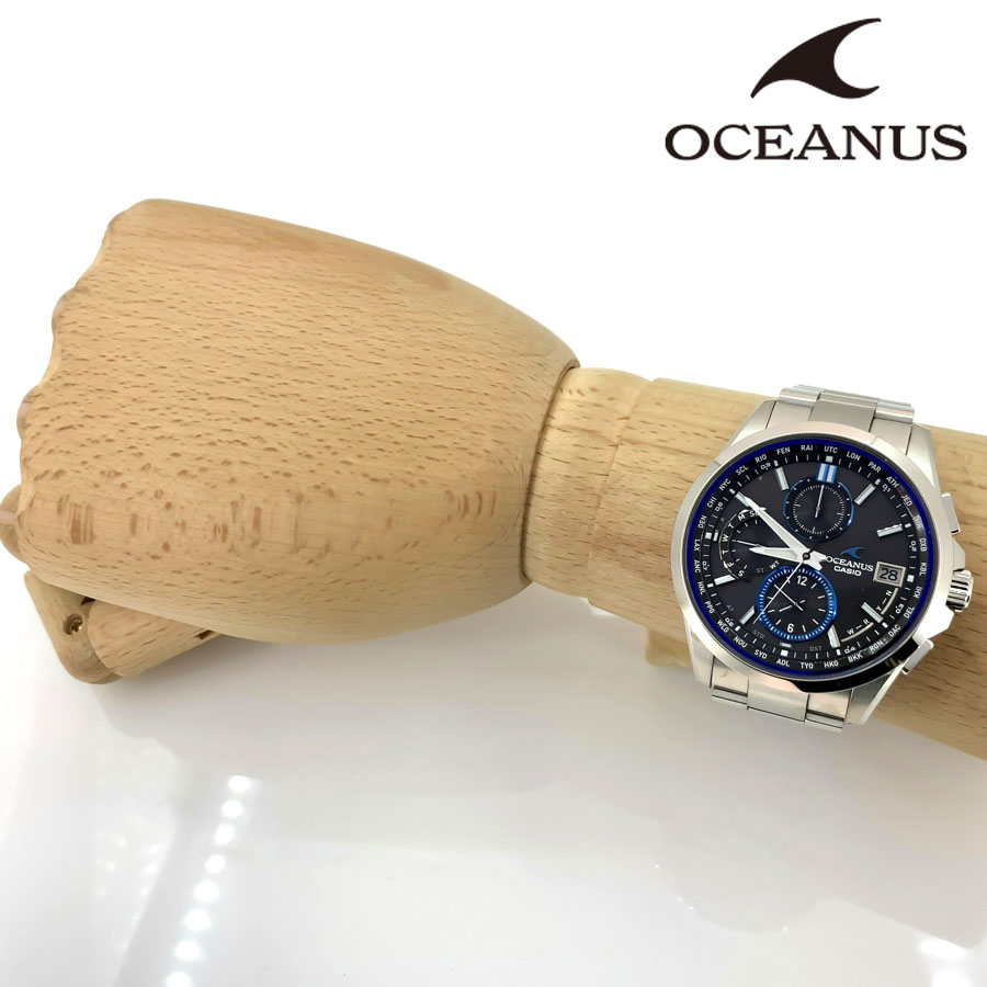 CASIO カシオ OCEANUS メンズ 腕時計 ブラック シルバー チタン