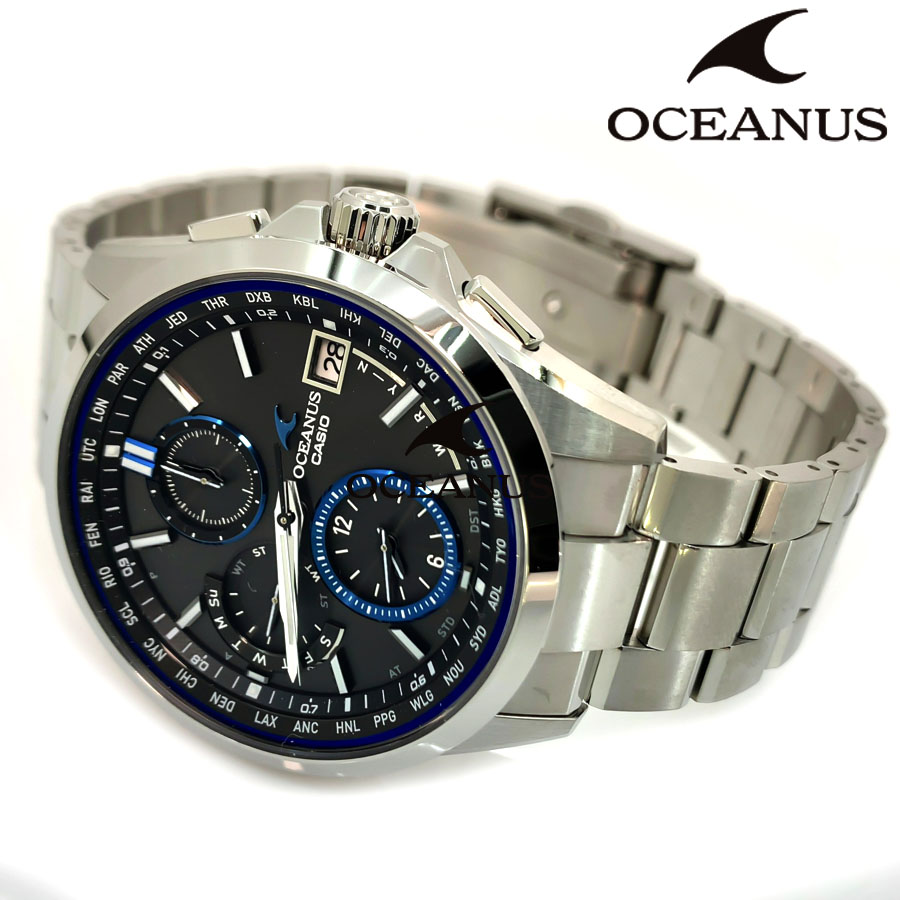 CASIO カシオ OCEANUS メンズ 腕時計 ブラック シルバー チタン