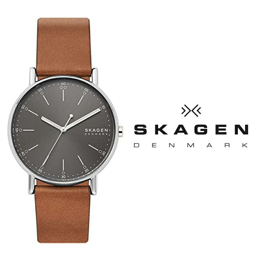 半額品 あす楽対応 Skagen スカーゲン Signatur シグネチャー Skw6578 クォーツ メンズ 腕時計 シンプル レザー ベルト ビジネス ファッション プレゼント グレー ブラウン カレンダー ブルジョネ店 春夏新色 Feuerwehr Polling At