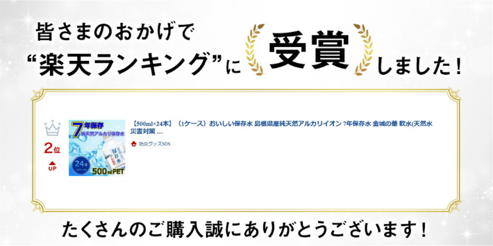 楽天市場 送料無料 ランキング受賞 7年保存水 500ml 240本 10