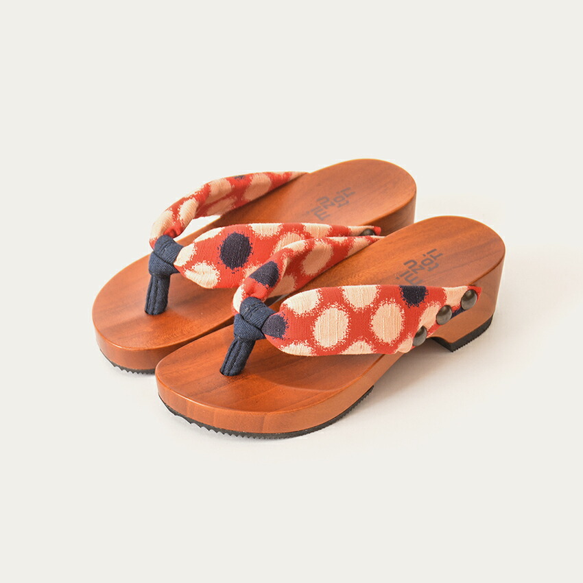 水鳥工業 みずとり子供用 下駄 Skip スタンダード 3.5cmヒール CH-05 ビー玉・赤/紺 16cm,18cm,20cm