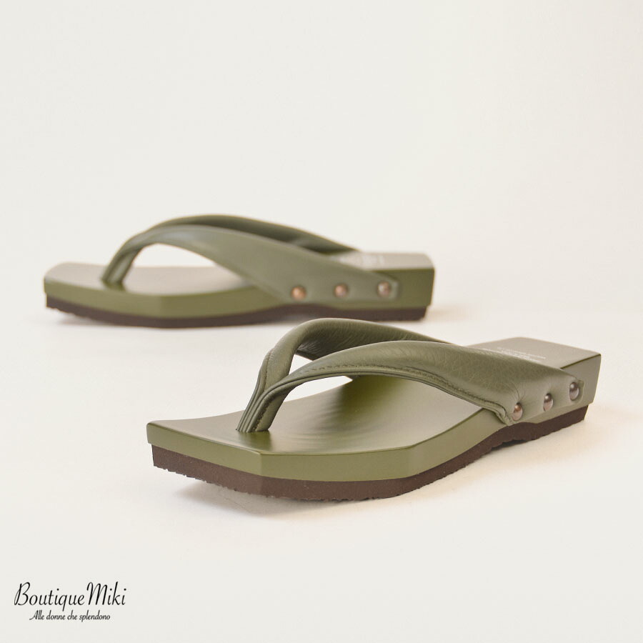 みずとり×SELF(KIRA)  COLOR GETA メンズ RINK-003 スムース革/オリーブ  m+d 本革鼻緒  日本製 貨物輸送無料 水鳥製作 メンズ 成人男性 和装 サボ  ラバーソール Rin crossing  L/RIN 男