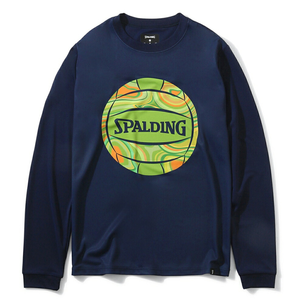 SPALDING スポルディング SMT201890 バレーボール ロングスリーブ 長袖Tシャツ(ネオンマーブル NV