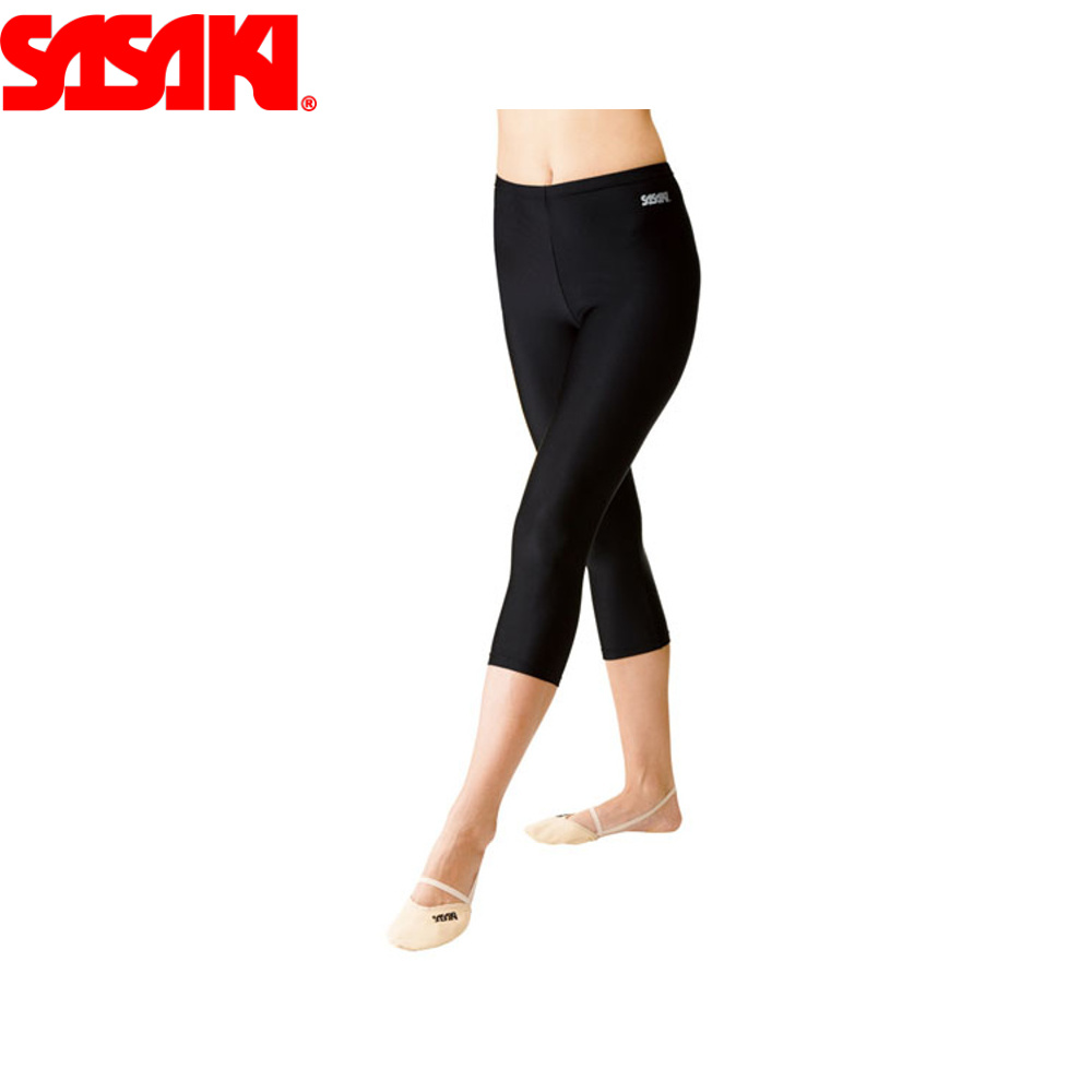 SASAKI ササキ 未使用 新体操 SG-1247L ブラック SG1247L 【ふるさと割】 股上浅めのスッキリライン ７分丈スパッツ