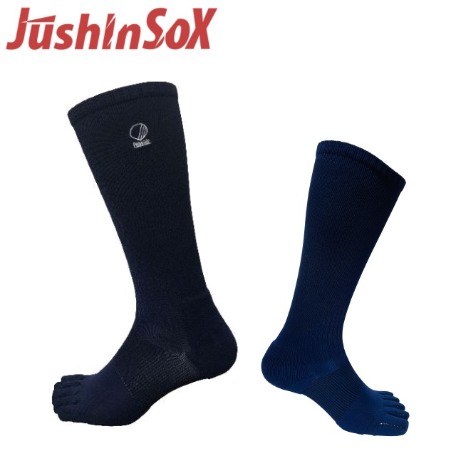 パルード 重心ソックス スポーツソックス JushinSox ロング ネイビー S〜LLサイズ 5本指ソックス 自転車 野球 テニス バレーボール 供え