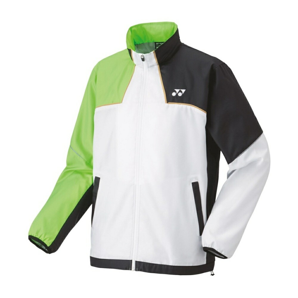 ヨネックス YONEX 70095 メンズ レディース 裏地付ウィンドウォーマーシャツ ホワイト/グリーン 136｜BEE SPORTS