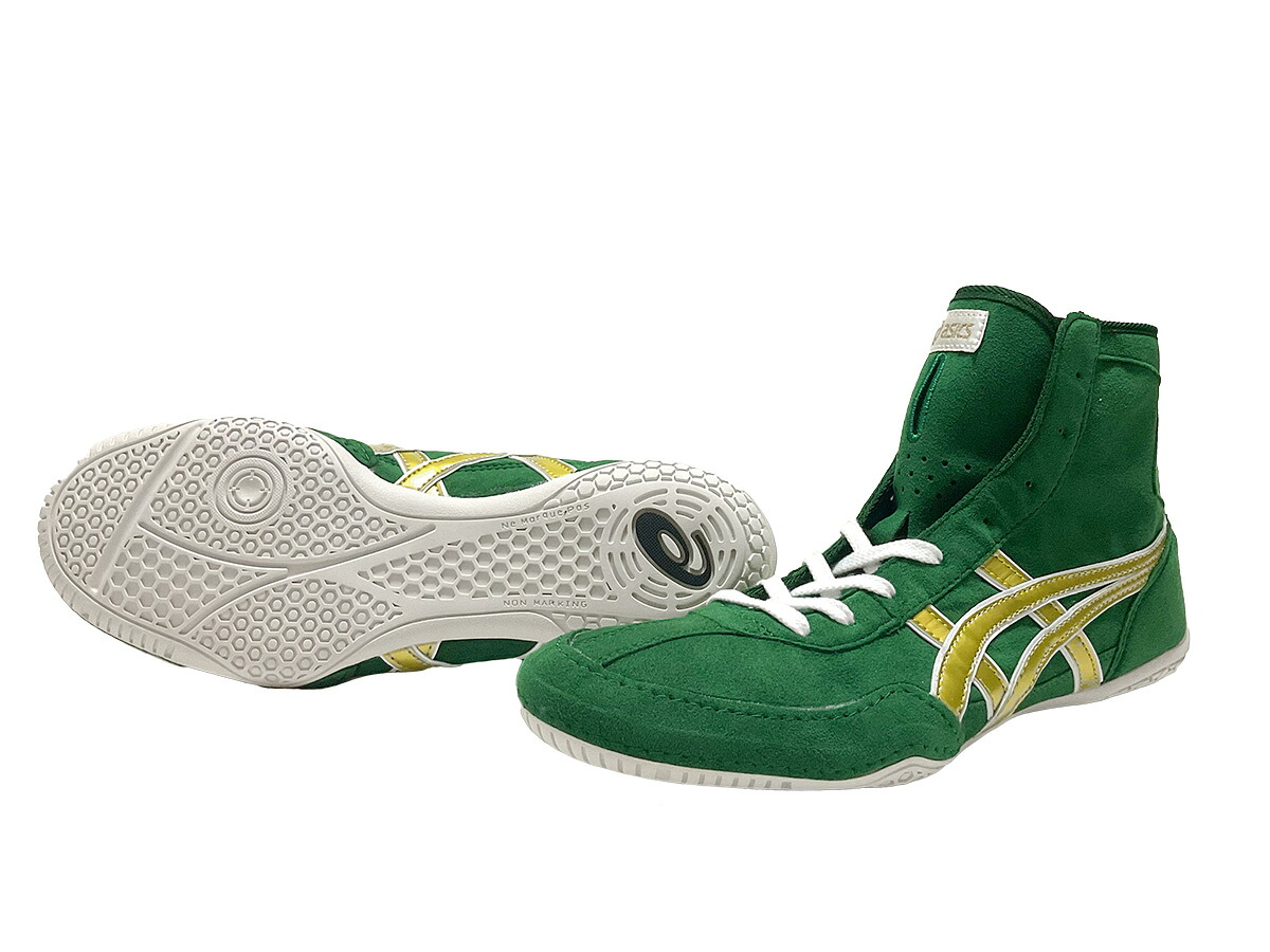 【楽天市場】IN STOCK【3営業日で出荷】ASICS Speciai Order レスリングシューズ グリーンxゴールドふちホワイト ...