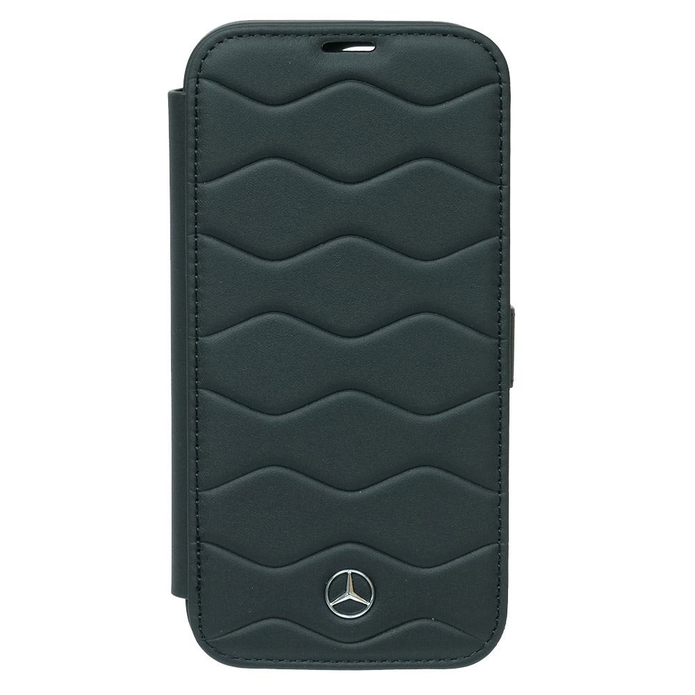 メルセデスベンツ iPhone 16Pro レザー ブックタイプケース WITH WAVES ブラック MEBKP16L23RWRSK