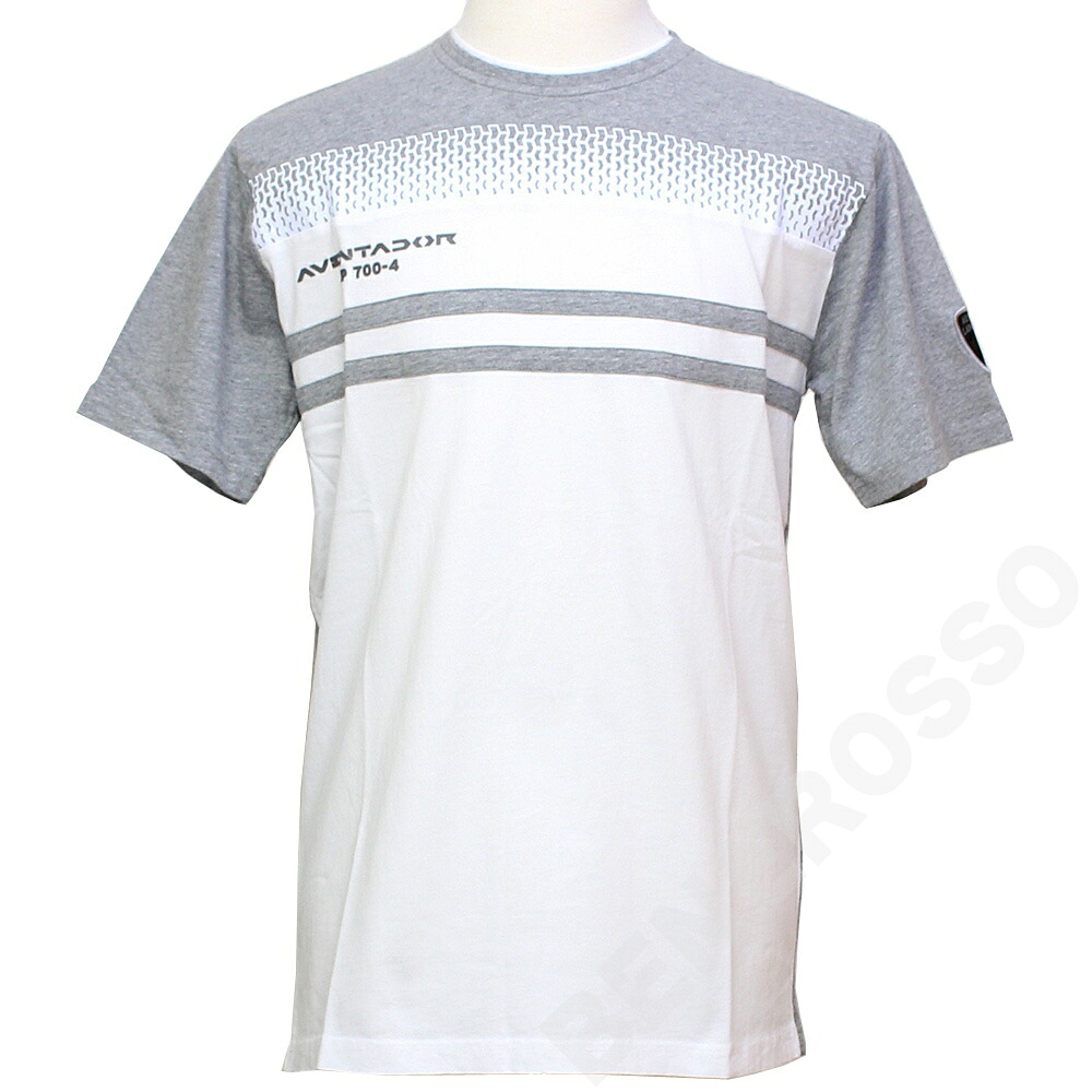 ランボルギーニ メンズ アヴェンタドール マークプリント Tシャツ ホワイト/ライトグレー 9012022CCW017｜フェラーリ・グッズの店 BENEROSSO