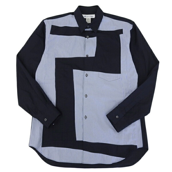 けんちゃんコムデギャルソンシャツ　パッチワーク　切替　ハット　ネイビー　M けんちゃんコムデギャルソンシャツ パッチワーク 切替 ハット