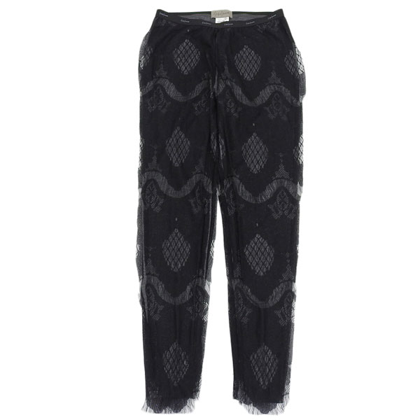 美品 ヨウジヤマモト Yohji Yamamoto レギンス スキニーパンツ レディース ブラック 黒 size1 ナイロン ウール レース FE-P05-903 Y03420