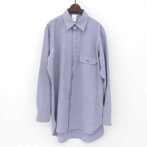 ヨウジヤマモト Yohji Yamamoto 比翼 ロングシャツ メンズ ブルー size3 [Y00727]｜BRAND CLOSET