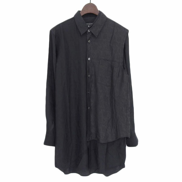 美品 コムデギャルソン COMME des GARCONS ドッキング シャツ メンズ ブラック XS 長袖 PD-B023 AD2019 Y03404