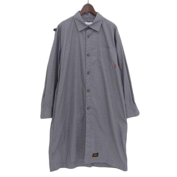 美品 Wタップス WTAPS DOC SHIRT ロング シャツ メンズ グレー 1 長袖 刺繍 17AW 172TQDT-SHM02 Y03413｜BRAND CLOSET