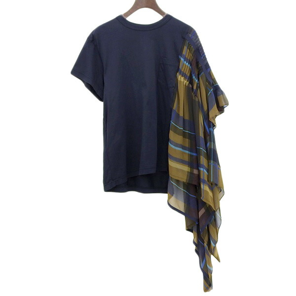sacai - サカイ sacai コットン チェック ドッキングカットソー 半袖 Tシャツ レディース ネイビー size2 2019ss [Y03162] 楽天市場】【5月22日値下げ】サカイ sacai コットン チェック