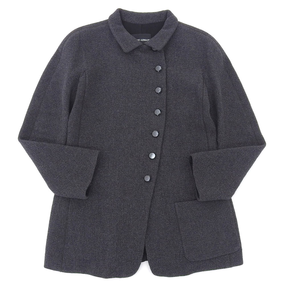 超美品 ARMANI  Gアルマーニ 上衣 厚地の外套 黒引き船 42 薄墨色 飛び切り レディース 253488 【中古】