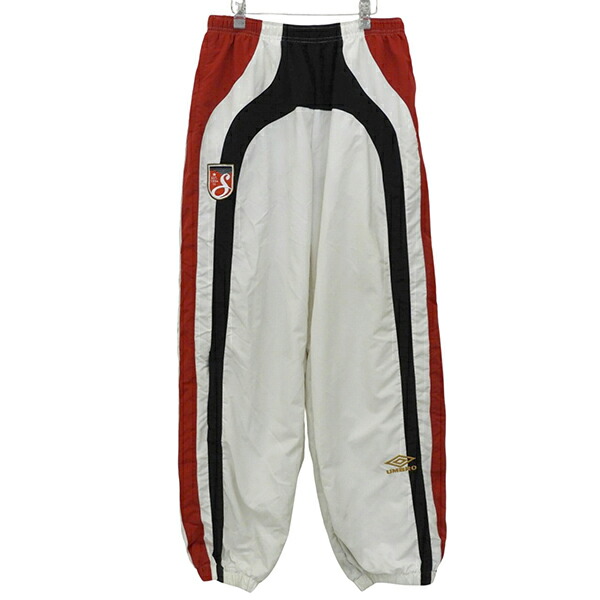 SUPREME シュプリーム Umbro アンブロ Track Pant RN101837 大きさM ナイロン うしろ側ロゴタイプ 貨物自動車ズボン下 運動競技お召しもの ボトムス メンズ 白いこと×黒いこと×赤いこと×黄色 YB0168 【中古】
