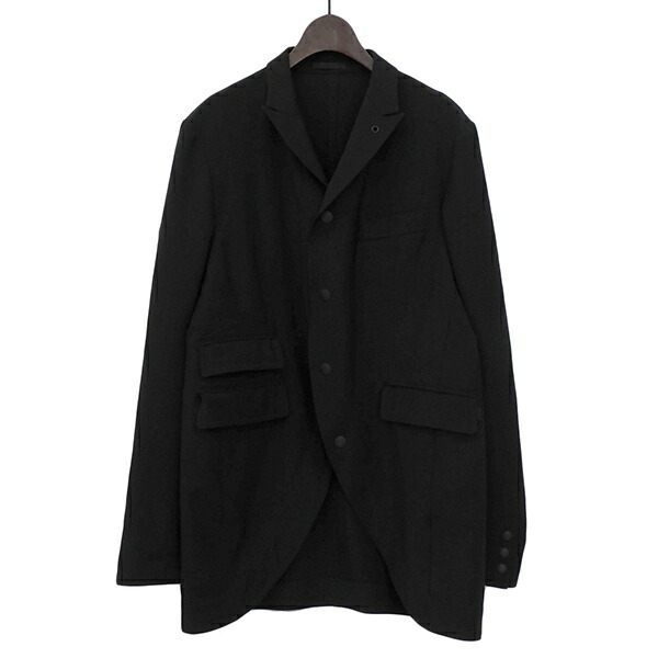 COMME des GARCONS コムデ給仕 EG-J007 AD2010 大きさL ポリエステル 下げ翼 取り替えっこ衣嚢 4B テーラード 上衣 メンズ 黒いこと ECO0005 【中古】
