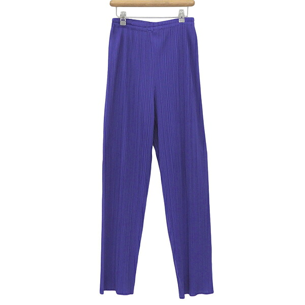 美品 ISSEY MIYAKE イッセイミヤケ JPタグ PP33-JF609 サイズM ストレッチ生地 ウエストゴム スラックス イージー パンツ ボトムス レディース ブルー ECO0031 【中古】｜BRAND CLOSET