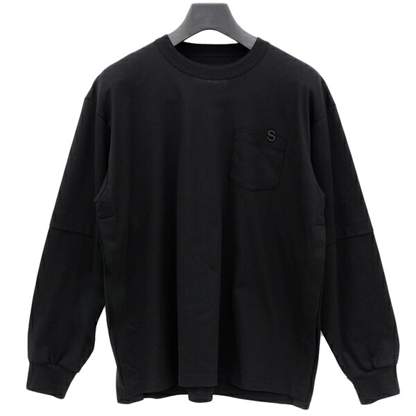 美品 sacai サカイ SCM-086 大きさ2 綿織物 厚地の外套大きさ 長袖 カットソー 調教師 メンズ 黒いこと ECO0041 【中古】
