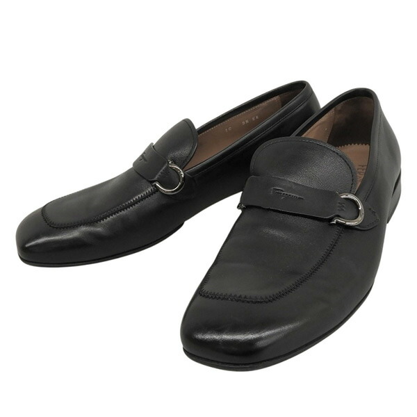 美品 フェラガモ Ferragamo ローファー ガンチーニ レザー サイズ9 1/2 EE ブラック 黒 メンズ 301281 【中古】｜BRAND CLOSET