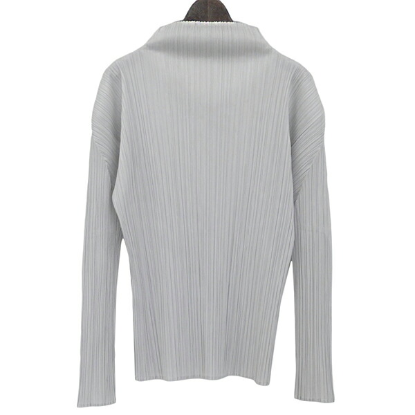PLEATS PLEASE 筋目プリーズ 筋目 ボトルネック 長袖 トップス カットソー レディース ともし火薄墨色 ECO0074 【中古】