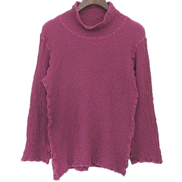 me ISSEY MIYAKE ミー イッセイ ミヤケ STRETCH PLEATS 伸ばすこと筋目 MI24FJ762 綿織物 長袖 カットソー トップス レディース パープル ECO0081 【中古】