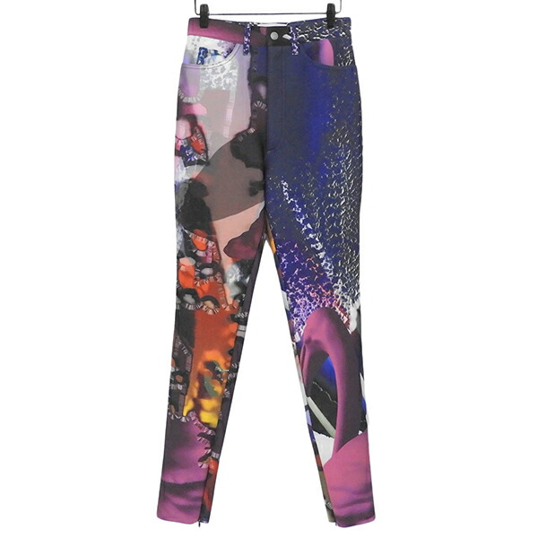 Maison Margiela メゾンマルジェラ ABSTRACT PRINT SLIM FIT TROUSE 抽象美術刷り上げる か細い相応う トラウザー 白引き船 S29天使の都市0048 大きさ42 ズボン下 レディース マルチ ECO0084 【中古】