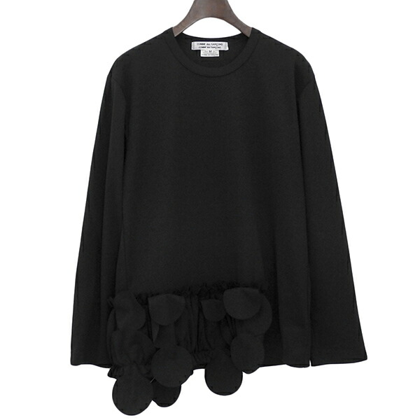 美品 COMME des GARCONS コムデ給仕 RL-T012 大きさM フラウンス ギャザー 長袖 カットソー トップス レディース 黒いこと ECO0085 【中古】