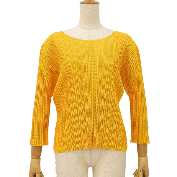 美品 PLEATS PLEASE ISSEY MIYAKE プリーツプリーズ イッセイミヤケ PP83-JK641 サイズ4 クルーネック 長袖 カットソー トップス レディース イエロー系 ECO0133 【中古】｜BRAND CLOSET