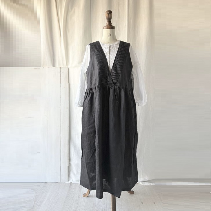 ubasoku ウバソク リネン 麻 Vピンタック ギャザー2way ワンピース ub27-0831 レディースファッション 服 大人の ナチュラル ゆったり 大人コーデ きれいめ シンプル カジュアル 30代 40代 50代 60代 大きい 大人 ノースリーブ ファッション ladies fashion 大人可愛い|Bradyf 芦屋-ブラッドワイエフ-
