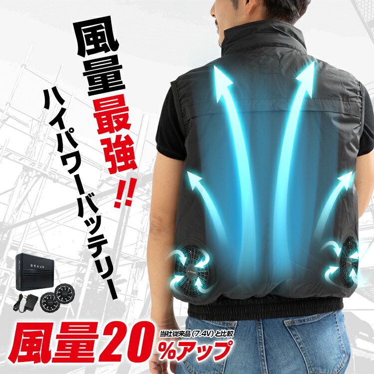 送料無料(一部地域を除く) ブレイン §ＢＲ∞空調ベスト セット フルセット MESH-BR-1201 【12V 胸スイッチ（フルハーネス対応）フルセット（ファン+バッテリー+充電器付)】 ゴールドチタン加工 UVカット 電動ファン付きウエア セット