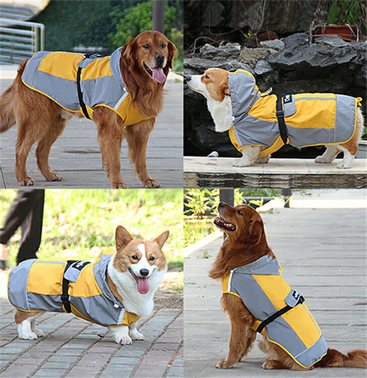 レインコート犬ポンチョ小型犬中型犬大型犬用ペットレインコート犬服カッパ帽子付き梅雨の日お散歩用