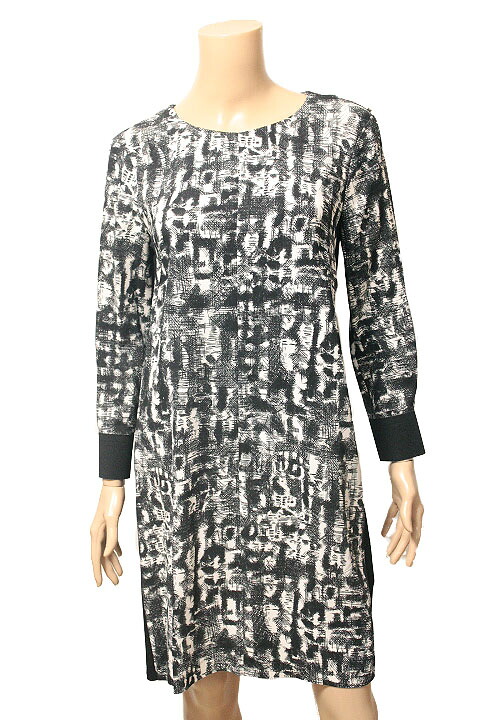 SPORTMAX スポーツマックス 総柄 長袖 背中開き サイドライン 膝丈 ワンピース ブラック ホワイト Mサイズ【中古】【鑑定済み】【送料無料】 11,385円