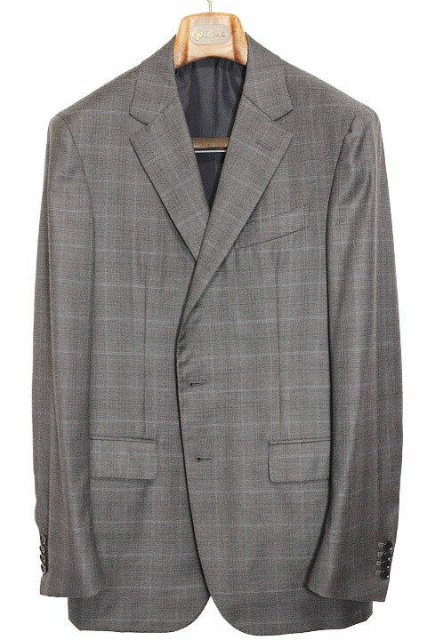 Loro Piana ロロ ピアーナ ヴィスポーク 置き目品 グラフ記録照合のしるし柄 シングル 3B 羊毛 背広 薄墨色 メンズ イタリア製 購入注文御手伝いさん【中古】【位置づける済み】【貨物輸送無料】