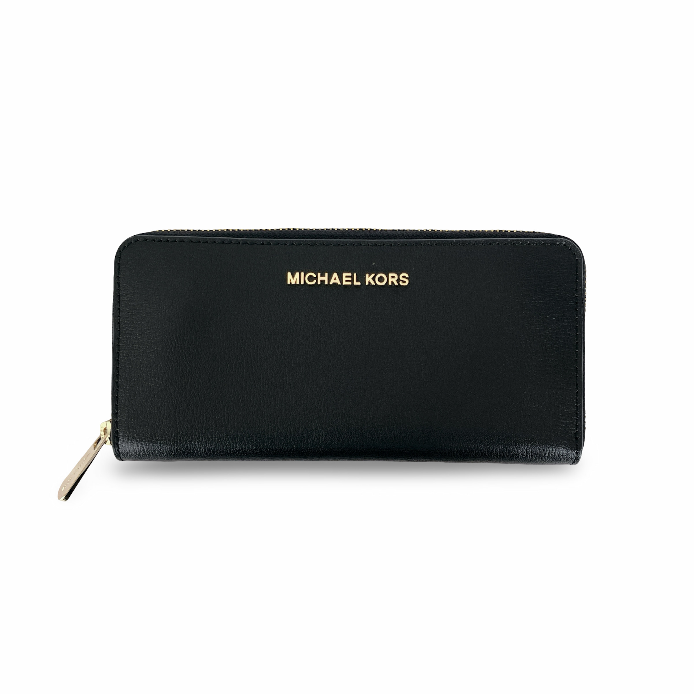 MICHAEL KORS マイケルコース GIFTABLES LG ZIP ZA CONTINENTAL ラウンドファスナー レザー 長財布 ブラック ゴールド金具 SAランク【中古】【鑑定済み】