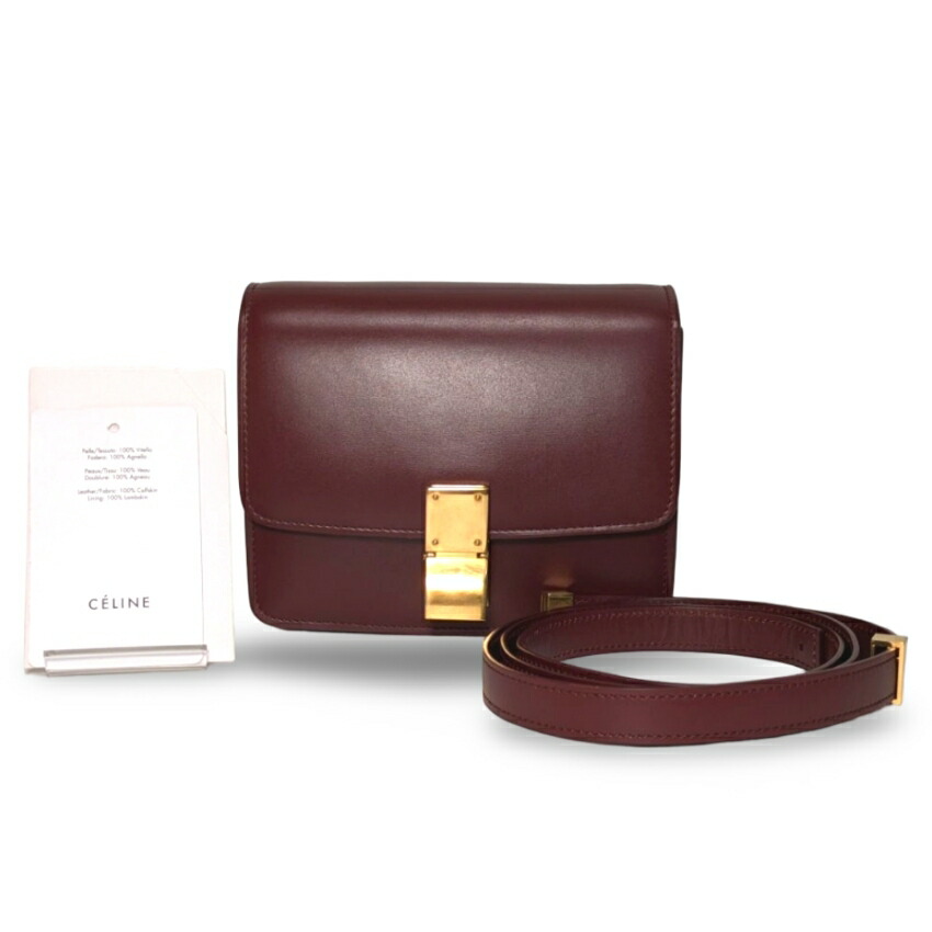 【極美品】CELINEセリーヌ クラシックボックスミニ ショルダー　ボルドー 楽天市場】【セリーヌ】Celine クラシックボックス レザー ショルダー