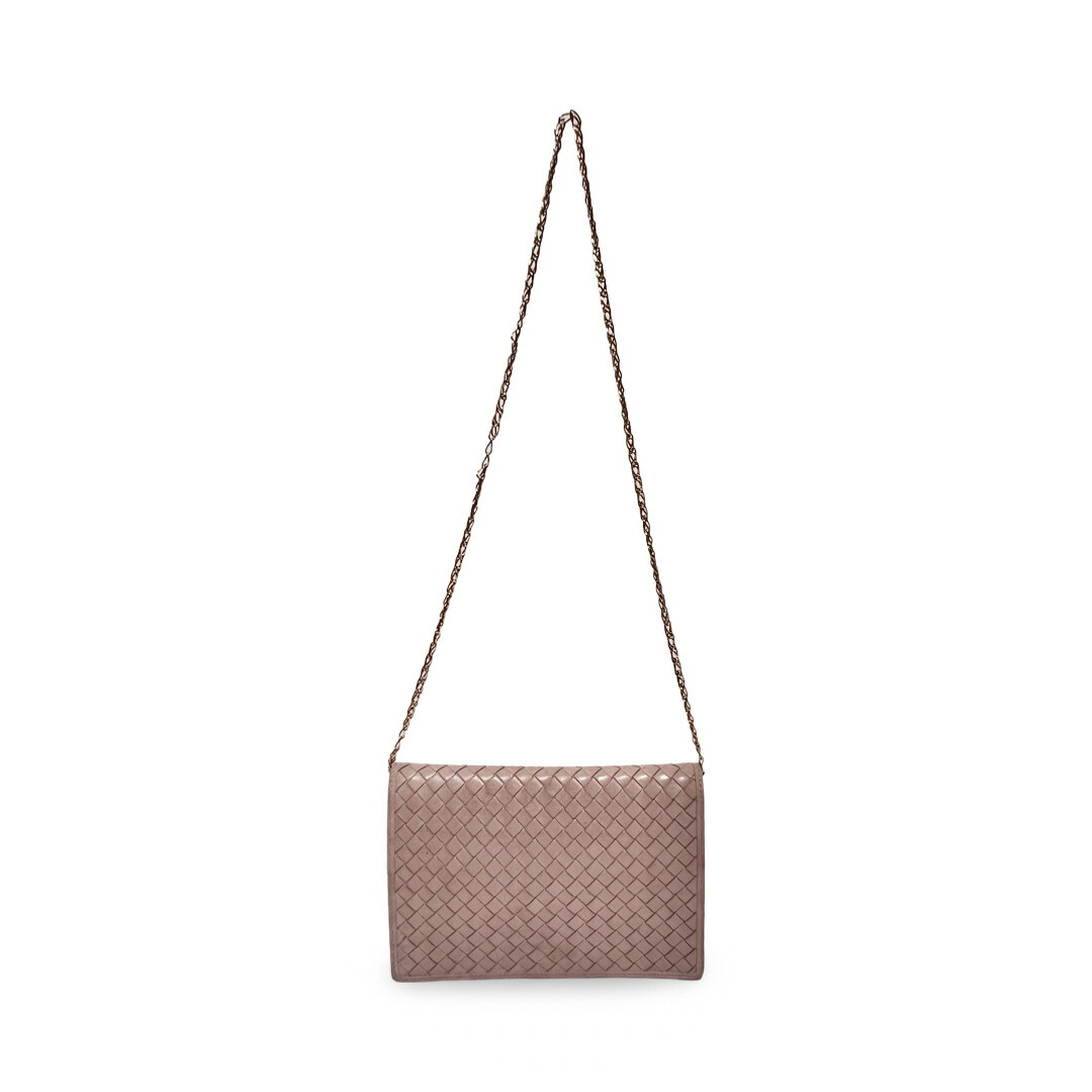 BOTTEGA VENETA ボッテガヴェネタ イントレチャート 2WAY レザー チェーン ショルダーバッグ クラッチバッグ パープル ゴールド金具【中古】【鑑定済み】【送料無料】