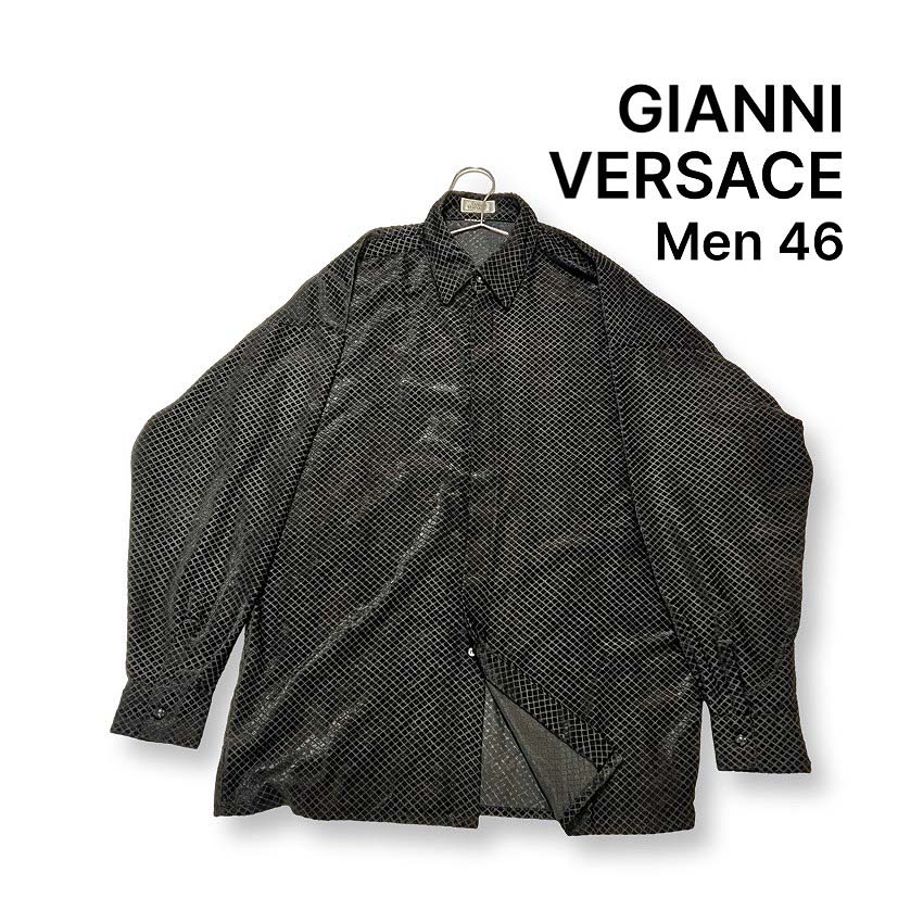 ジャンニ・ヴェルサーチ(イスタンテ)シャツ　イタリアンシルク100%イタリア製 ジャンニヴェルサーチGIANNI VERSACE シルクマルチカラー総柄