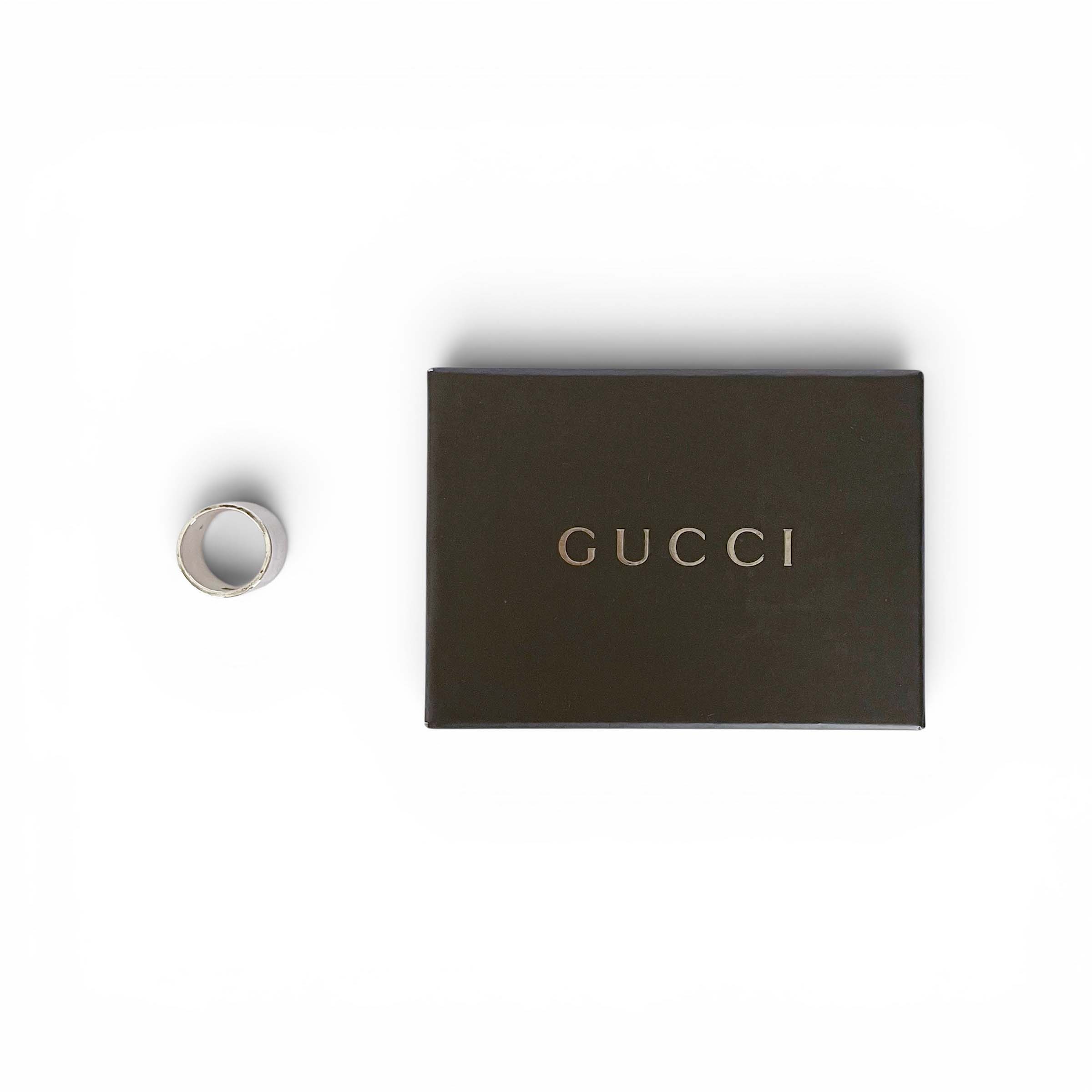 GUCCI グッチ ブランデッドG 広広としたダンス楽隊 輪っか  指環 #17 しろがね色925 しろがね色 箱付き添い人 ヴィンテージ【中古】【位置づける済み】