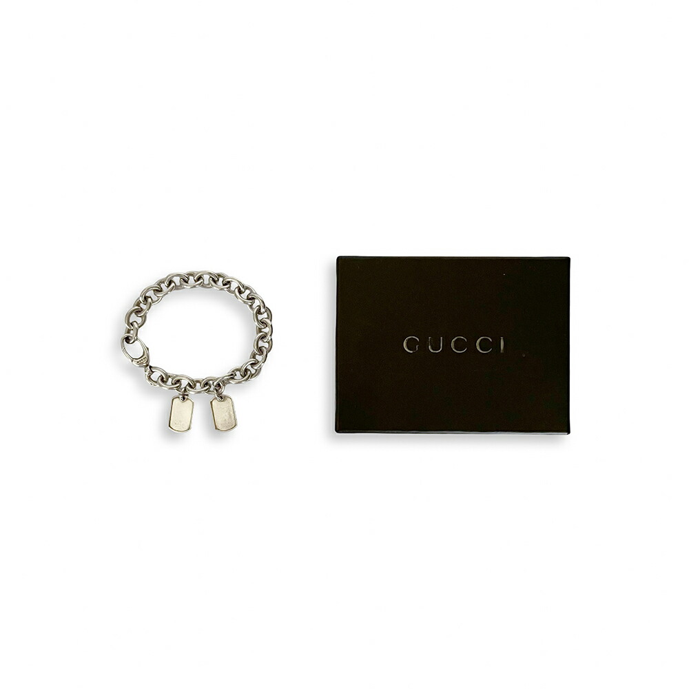 GUCCI グッチ ダブル ドッグタグ ドーナツチェーン ブレスレット シルバー925 箱付き イタリア製【中古】【鑑定済み】｜ブランハート　店