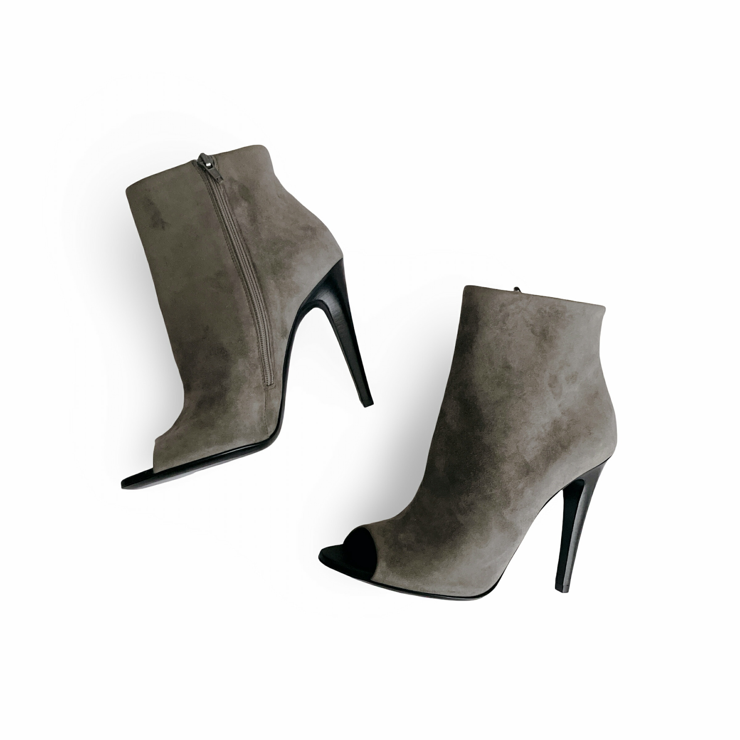 BOTTEGA VENETA ボッテガヴェネタ オープントゥ スエードクロス ブーティ size 37.5 薄墨色 レディース S位置づける 新品負けず劣らず【中古】【位置づける済み】