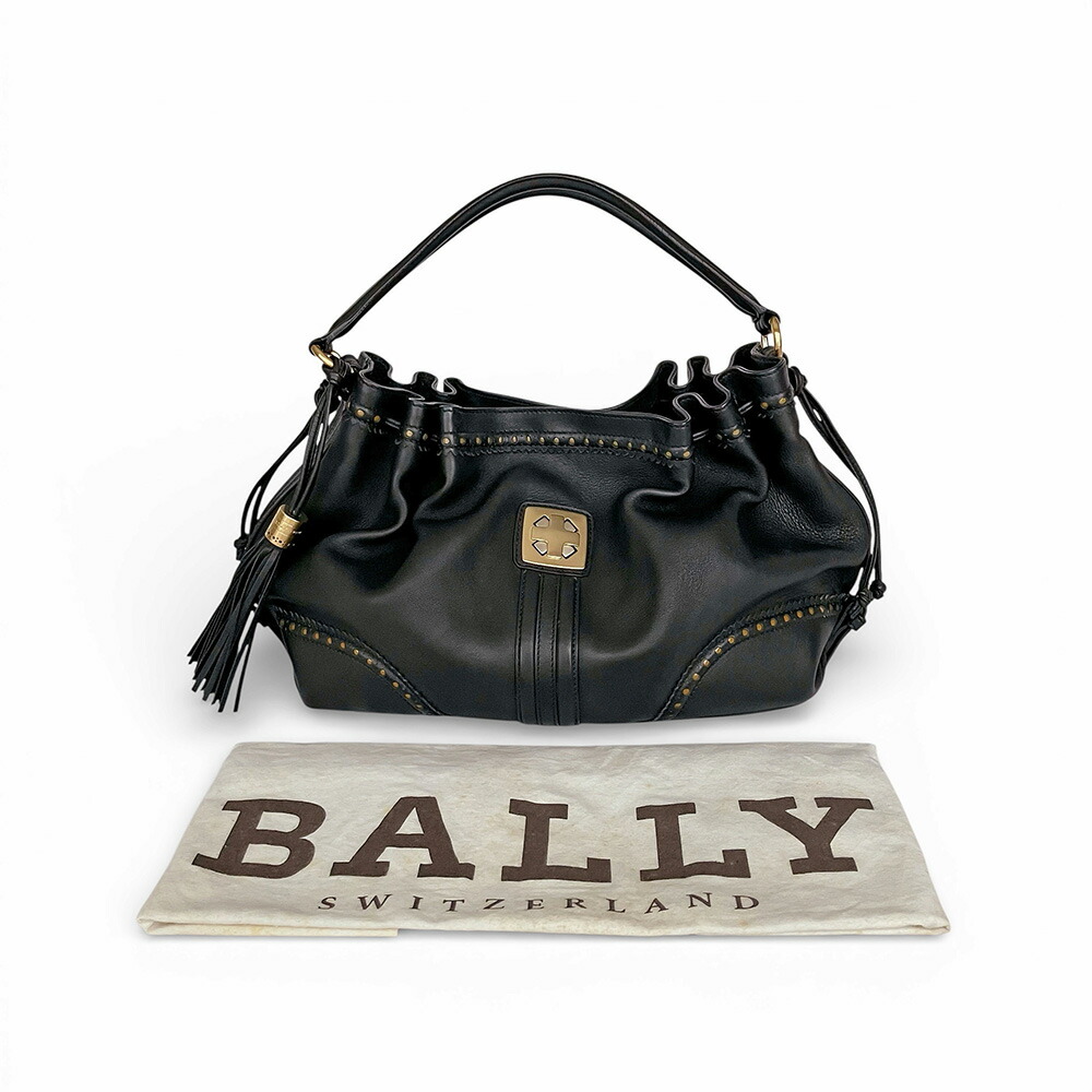 BALLY バリー タッセル なめし革 スタッズ 壱ショルダーバッグ 黒いこと レディース【中古】【価値付ける済み】