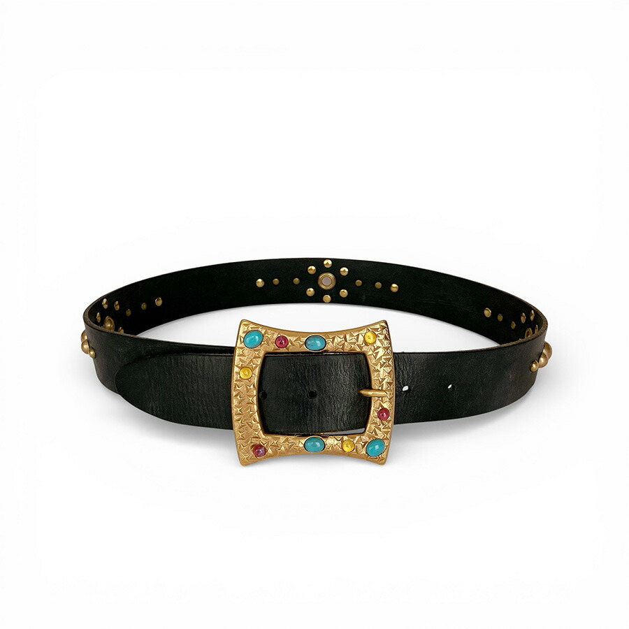 DOLCE \u0026 GABBANA ドルチェ\u0026ガッバーナ ビジューかざり付けるバックル なめし革 胴締め size 80 黒いこと メンズ イタリア共和国製【中古】【位置づける済み】